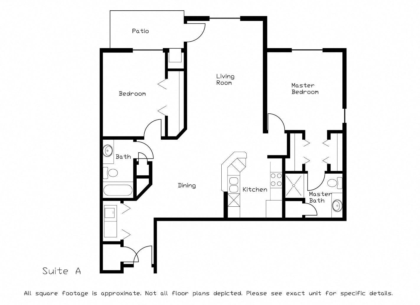 Floor plan for 2 beds, 2 baths, 1204 sqft